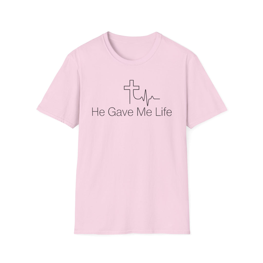 He Gave Me Life T-Shirt — Christian Cross Heartbeat Faith Tee