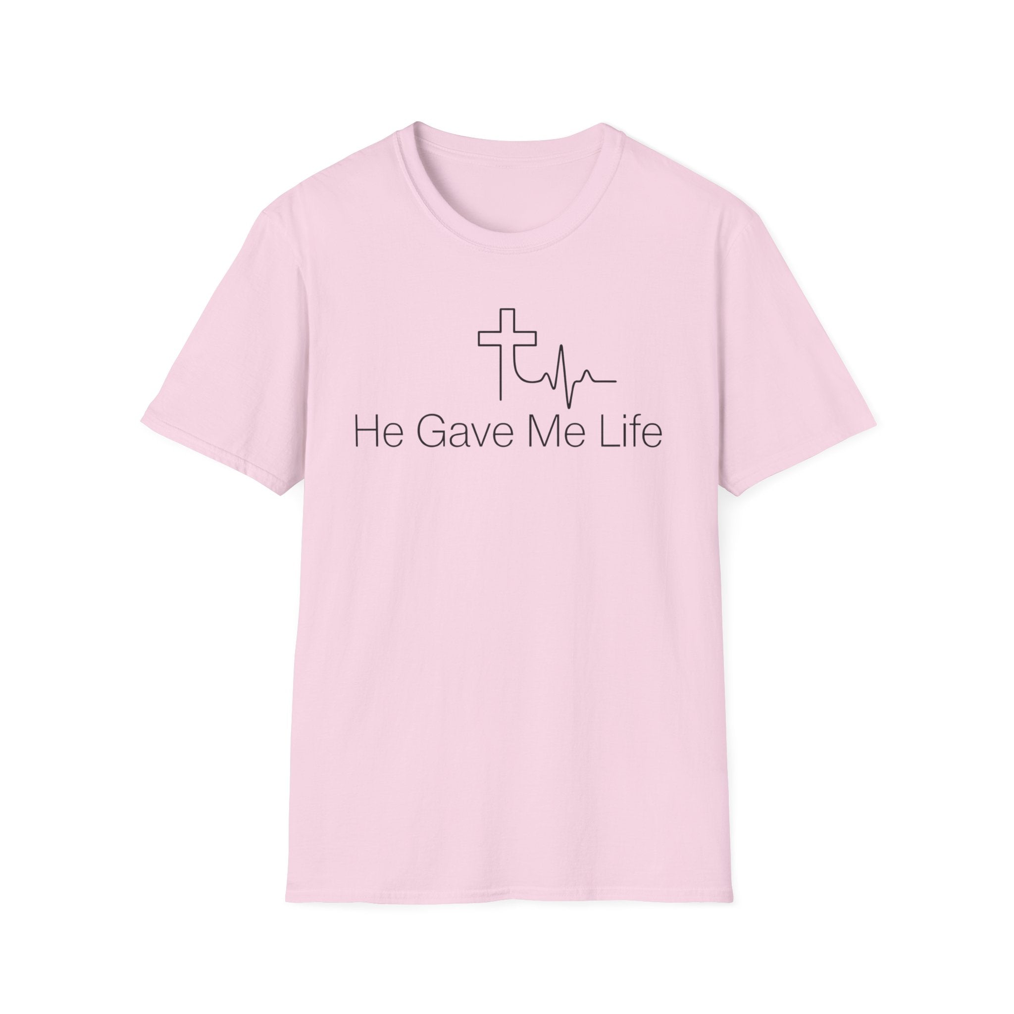 He Gave Me Life T-Shirt — Christian Cross Heartbeat Faith Tee