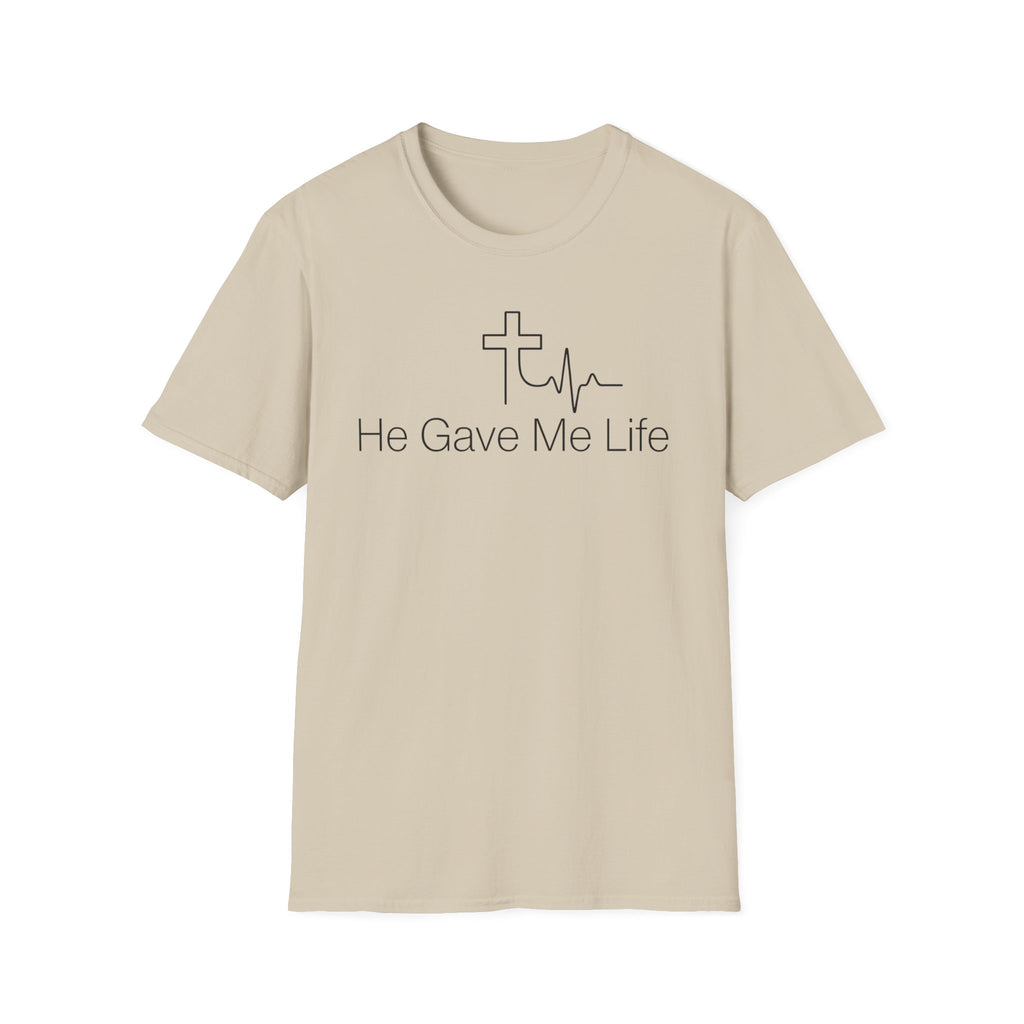 He Gave Me Life T-Shirt — Christian Cross Heartbeat Faith Tee