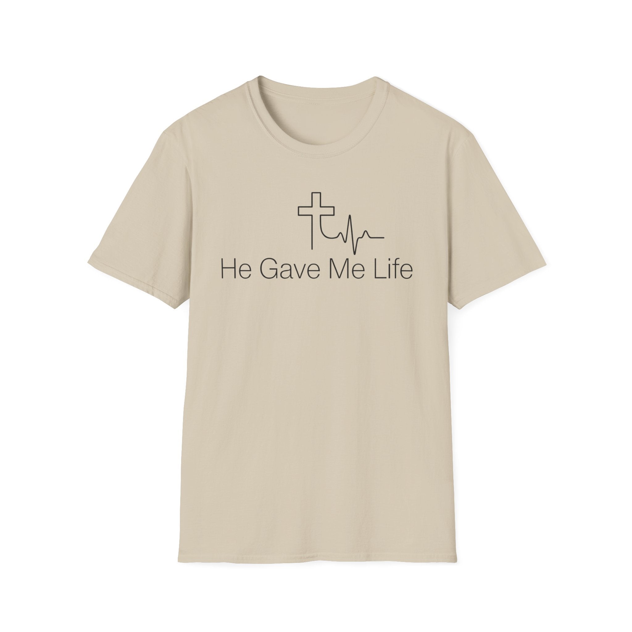 He Gave Me Life T-Shirt — Christian Cross Heartbeat Faith Tee