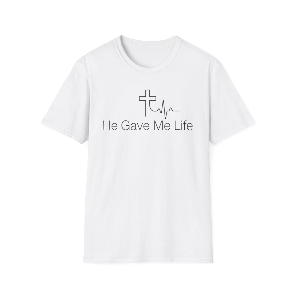 He Gave Me Life T-Shirt — Christian Cross Heartbeat Faith Tee