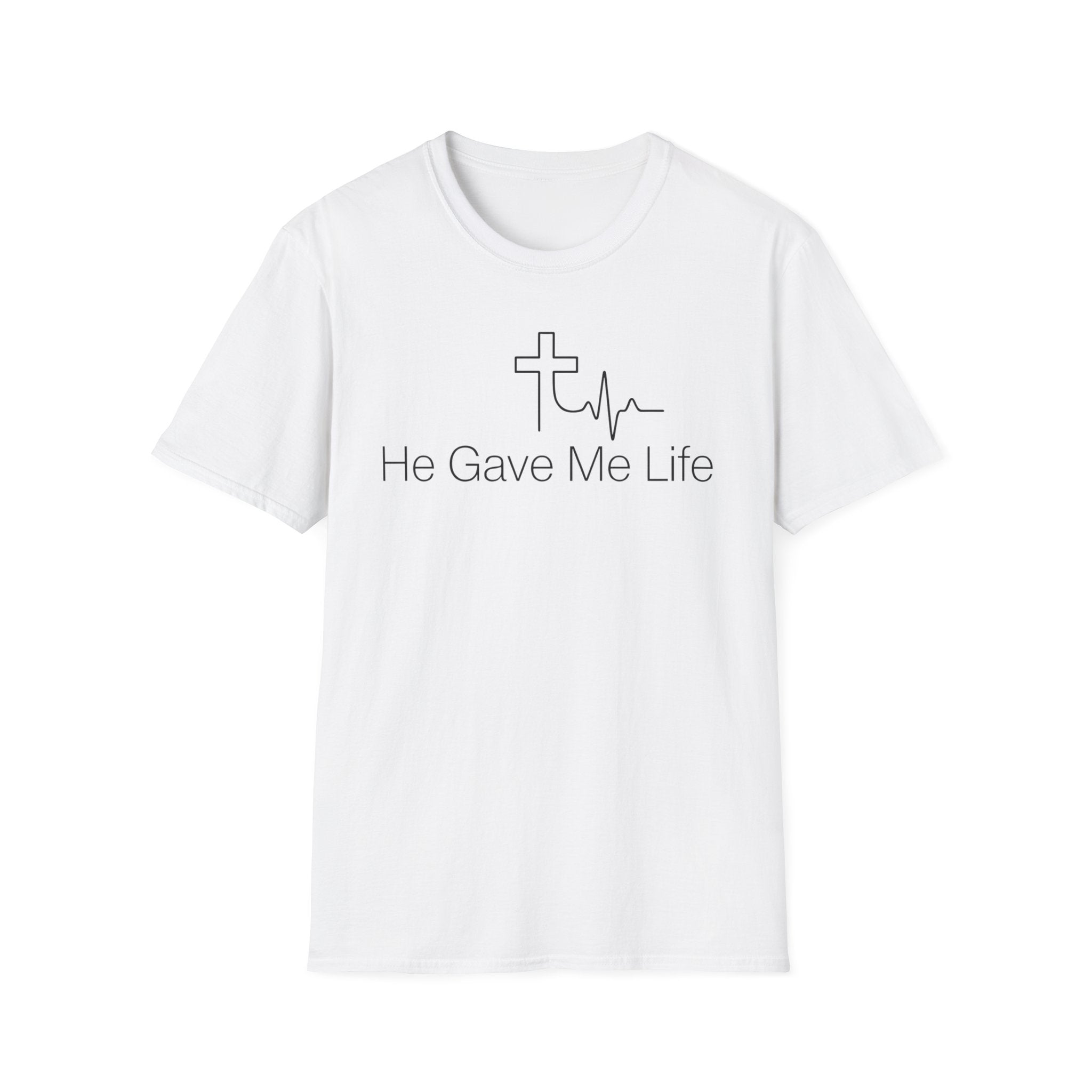 He Gave Me Life T-Shirt — Christian Cross Heartbeat Faith Tee