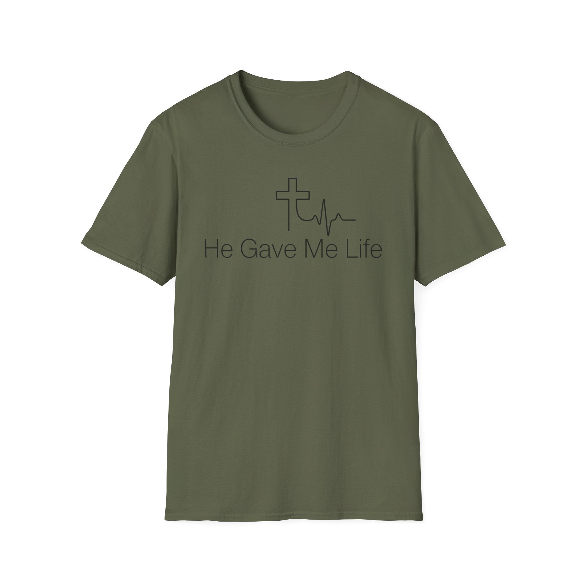 He Gave Me Life T-Shirt — Christian Cross Heartbeat Faith Tee